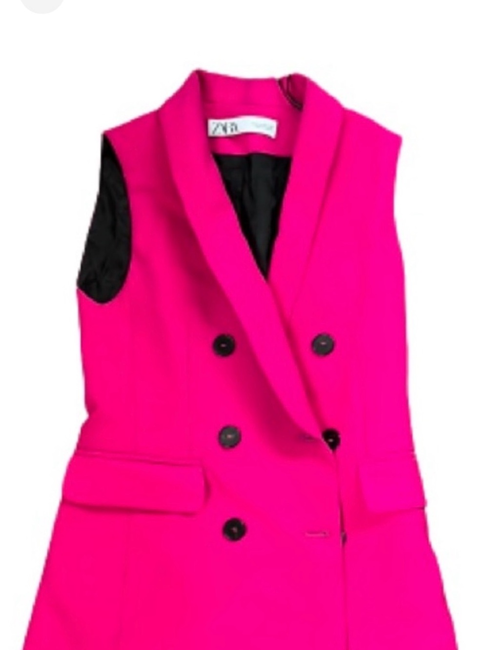 Zara woman’s Hot Pink Double-Breasted Sleeveless Coat
